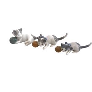 Vintage Metzler & Ortloff Germany, Set of 3 Porcelain Cat Figures Playing